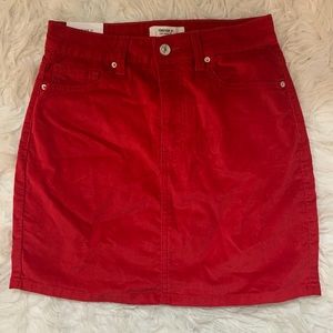 Red Velvet/Suede Skirt
